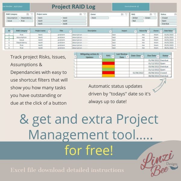 Project Management Excel Risk Log - Image 2