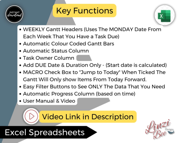 Project Planning Dashboard with Automated Gantt Chart in Excel - Image 4