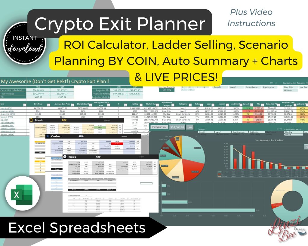 Crypto Exit Planner & Portfolio Manager in Excel - LinziBee